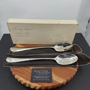 Gerity G-48 Georgian silverplate serving spoon and salad fork set